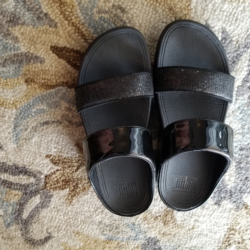 Fitflop, black, slides, size 7